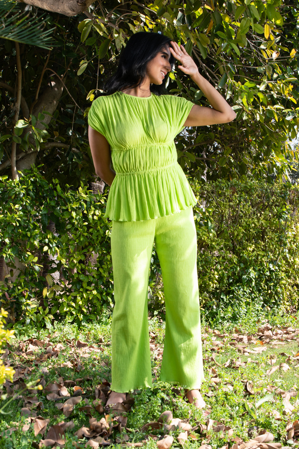 Neon Pleated Co-Ord Set
