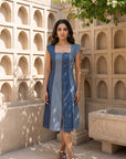 Women Midi Dual Tone Denim Eva Dress