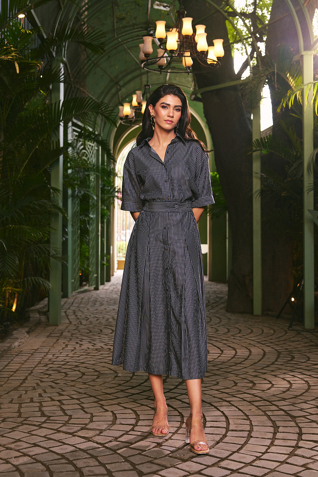 Women 100% Cotton Striped Denim Shirt & Skirt Co-ord Set (Rylie Co-ord Set)