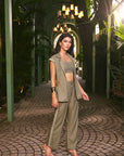Women 100% Linen Viscose Pastel Green 3 Piece Co-ord Set (Eden Co-ord Set)