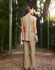 Women 100% Linen Viscose Pastel Green 3 Piece Co-ord Set (Eden Co-ord Set)