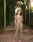 Women 100% Linen Viscose Pastel Green 3 Piece Co-ord Set (Eden Co-ord Set)