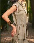 Women 100% Linen Viscose Pastel Green 3 Piece Co-ord Set (Eden Co-ord Set)