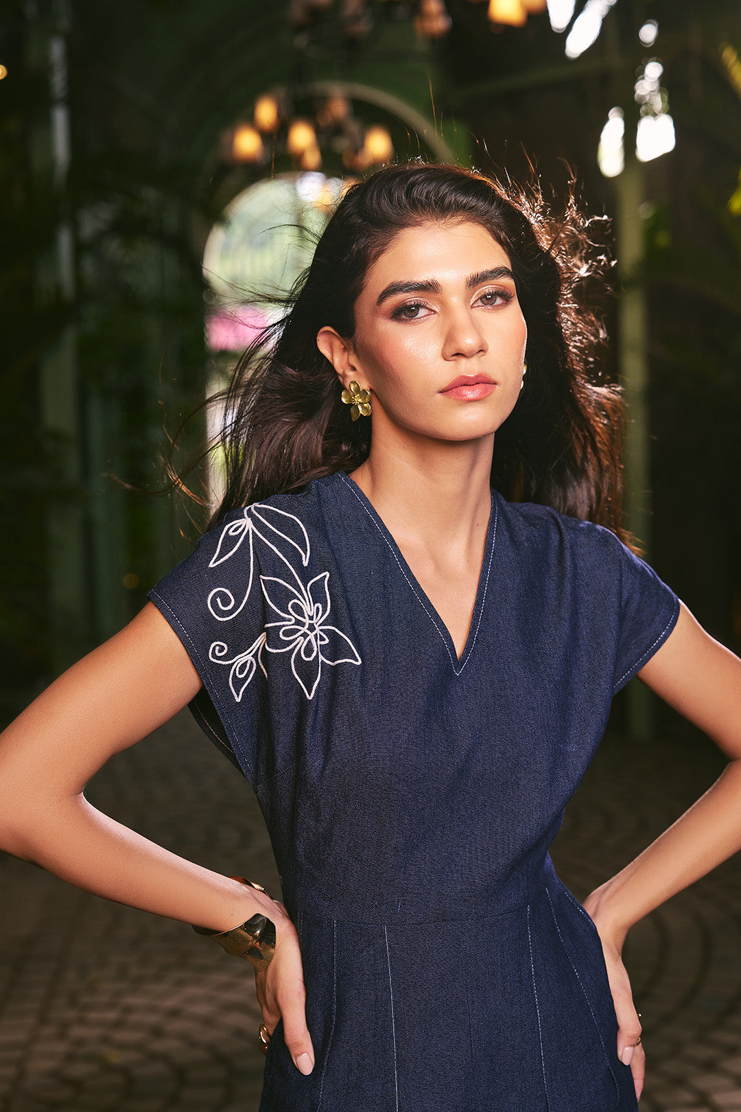 Women Denim Embroidered Jumpsuit (Elle Jumpsuit)