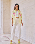 Women 100% Cotton Butter Yellow Embroidered Regular Fit Summer Shirt  (Rae Shirt)