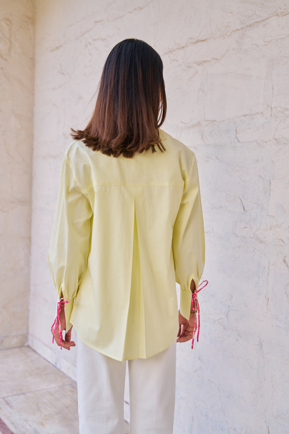 Women 100% Cotton Butter Yellow Embroidered Regular Fit Summer Shirt  (Rae Shirt)