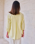 Women 100% Cotton Butter Yellow Embroidered Regular Fit Summer Shirt  (Rae Shirt)