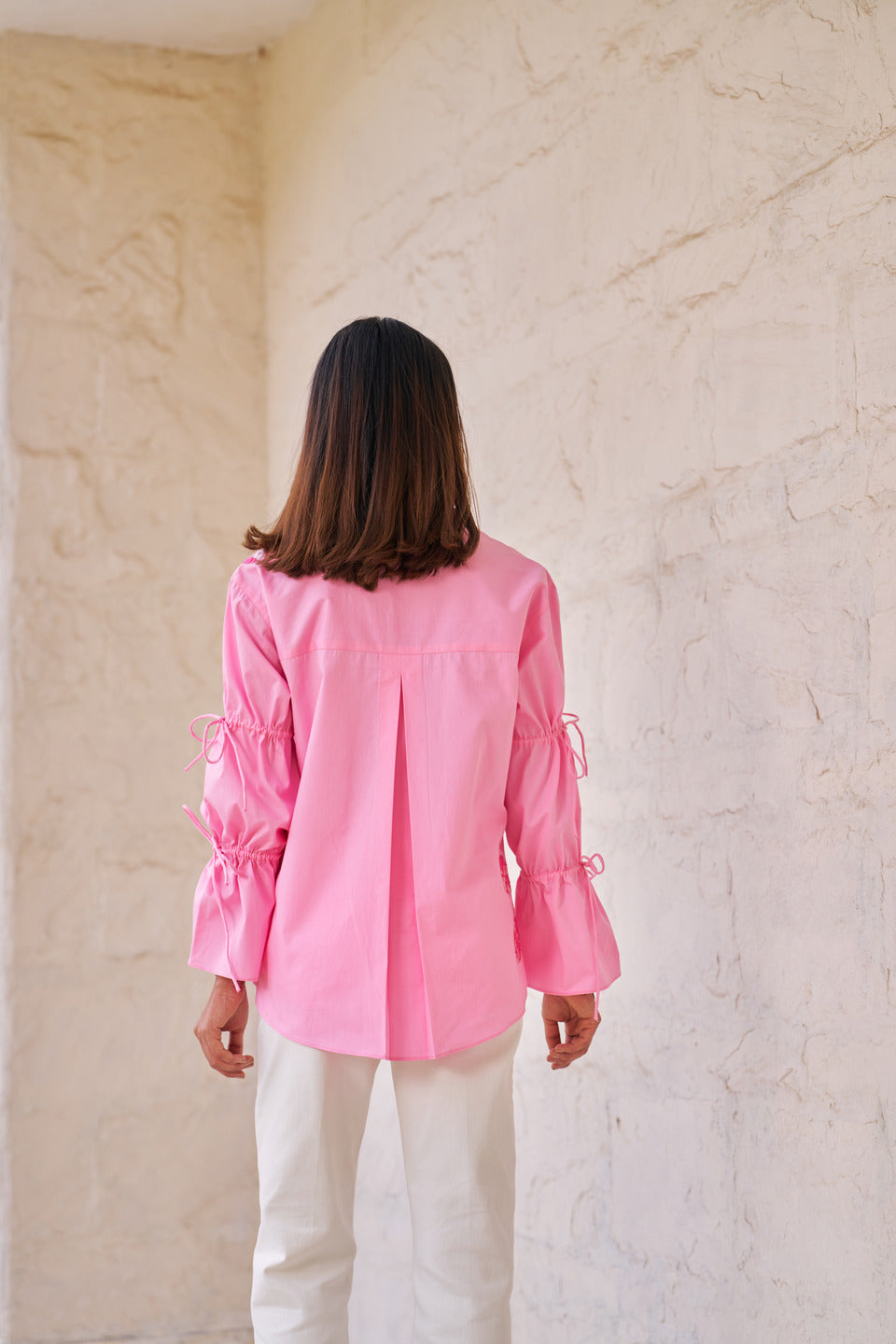 Women 100% Cotton Pink Embroidered Regular Fit Summer Shirt (Camilla Shirt)
