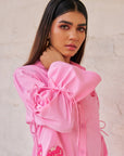 Women 100% Cotton Pink Embroidered Regular Fit Summer Shirt (Camilla Shirt)