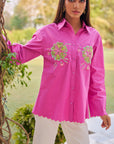 Women 100% Cotton Embroidered Regular Fit Summer Shirt (Melissa Shirt)