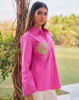 Women 100% Cotton Embroidered Regular Fit Summer Shirt (Melissa Shirt)