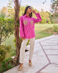 Women 100% Cotton Embroidered Regular Fit Summer Shirt (Melissa Shirt)