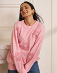 Women Pink Knit Embellished Sweater Macy