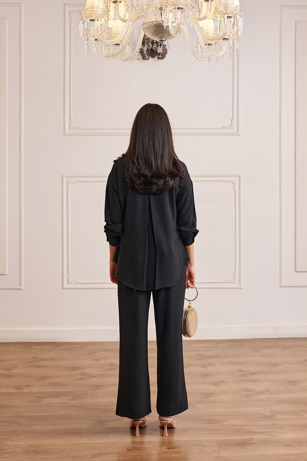 Women Black Imported Viscose Co-ord Set with Handwork & Embellishments (Palm Springs Co-ord Set)