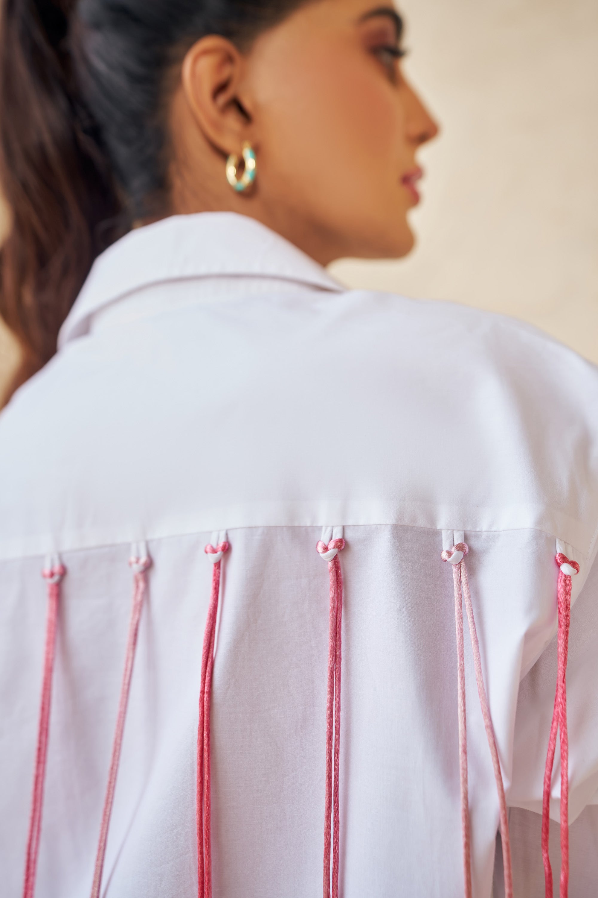 Women 100% Cotton White Embroidered Regular Fit Summer Shirt (Full Of Love Shirt)