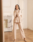 Women Beige Knit Embellished Co-ord Set Janet Beige