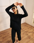 Women Black Cable Knit Co-ord Set Ester