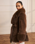 Women Brown Faux Fur Coat Stacy