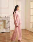 Women Soft Pink Knit Embellished Co-ord Set Janet