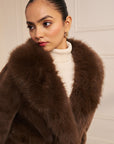 Women Brown Faux Fur Coat Stacy
