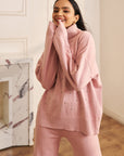 Women Soft Pink Knit Embellished Co-ord Set Janet
