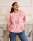 Women Pink Knit Embellished Sweater Macy