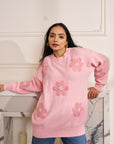 Women Pink Knit Embellished Sweater Macy