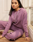 Women Lilac Knitted Hoodie Co-ord Set with Embellished Drawstring Mayson Lilac