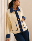 Women White Flannel and Denim Jacket Kendal