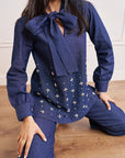 Women Denim Co-ord Set With Handwork & Embellishments (Megan Denim Co-ord Set)