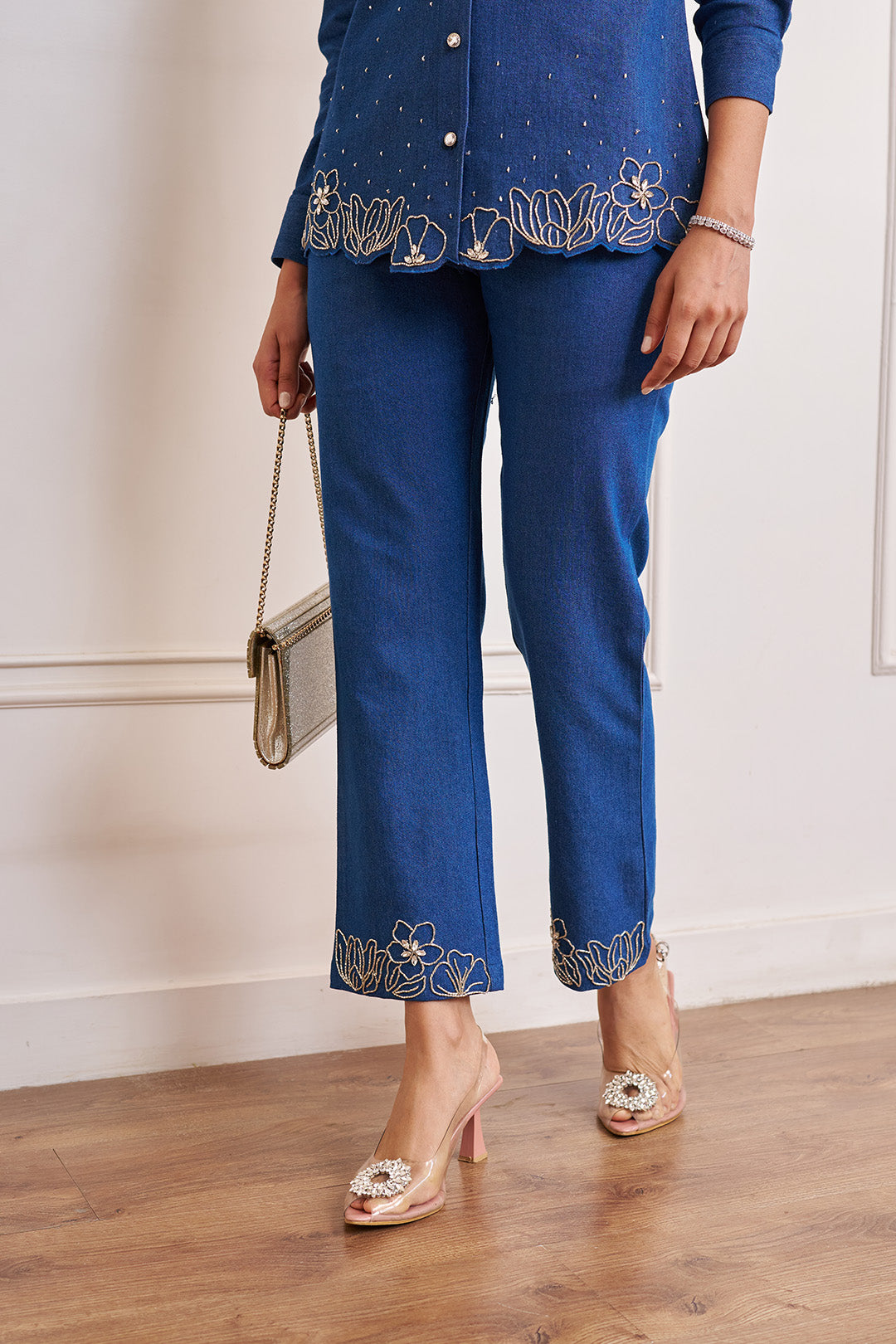 Women Denim Co-ord Set With Handwork & Embellishments (Aria Co-ord Set)