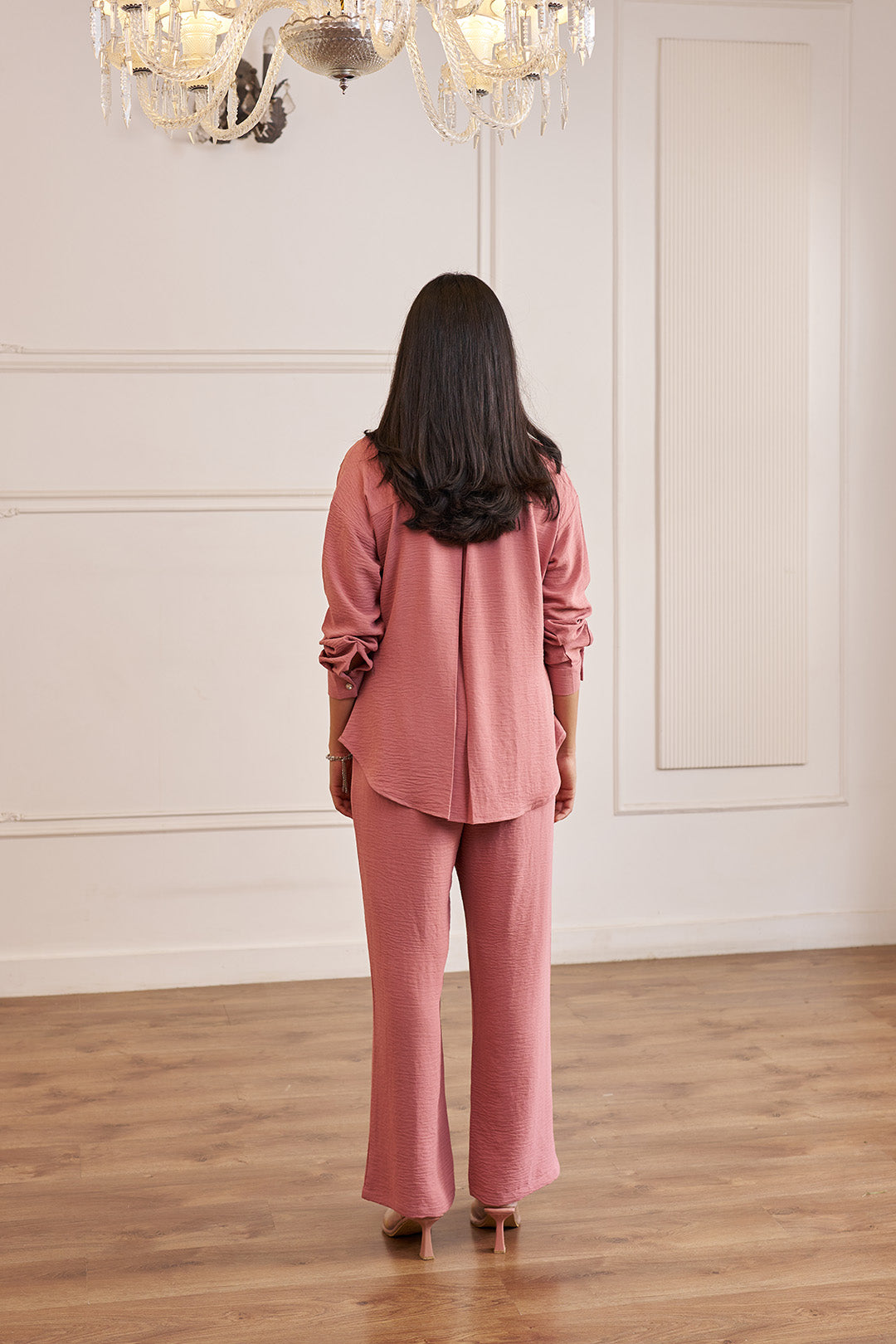 Women Light Pink Imported Viscose Co-ord Set with Handwork & Embellishments (Cherry Blossom Co-ord Set)