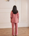 Women Light Pink Imported Viscose Co-ord Set with Handwork & Embellishments (Cherry Blossom Co-ord Set)