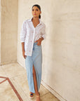 Women 100% Cotton White Embroidered Regular Fit Summer Shirt (Full Of Love Shirt)
