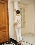Women Beige Chevron Pattern Knit Jacket Grace Beige