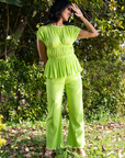 Neon Pleated Co-Ord Set