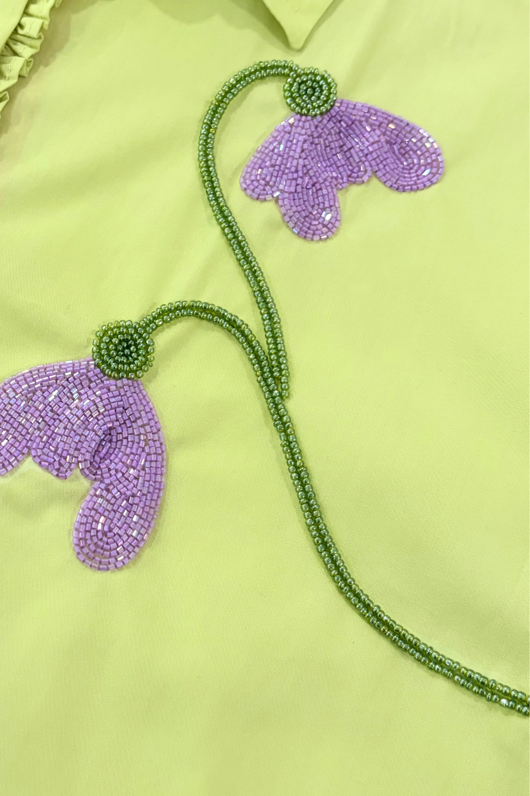 Women Green Shirt with Tulip Motif (Tulip Shirt)