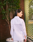 Women 100% Cotton  White & Baby Pink Sequins Regular Fit Summer Shirt  (Blush Whisper Shirt)