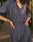 Women 100% Cotton Striped Denim Shirt & Skirt Co-ord Set (Rylie Co-ord Set)