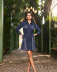 Women Denim A-Line Pleated Short Dress (Elizabeth Dress)