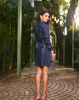 Women Denim A-Line Pleated Short Dress (Elizabeth Dress)