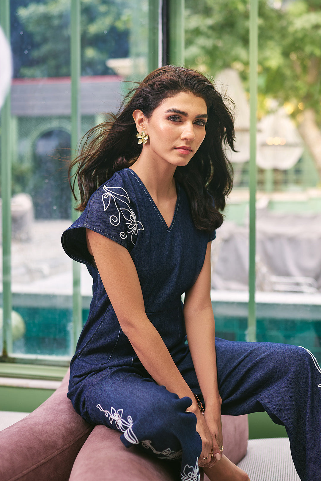 Women Denim Embroidered Jumpsuit (Elle Jumpsuit)