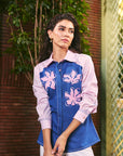 Women 100% Cotton Denim & Pink Embroidered Regular Fit Summer Shirt  (Desert Rose Shirt)