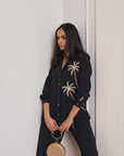Women Black Imported Viscose Co-ord Set with Handwork & Embellishments (Palm Springs Co-ord Set)
