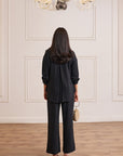 Women Black Imported Viscose Co-ord Set with Handwork & Embellishments (Palm Springs Co-ord Set)