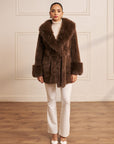 Women Brown Faux Fur Coat Stacy