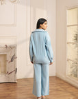 Women Light Pink High Neck With Quarter Zip Knit Co-ord Set Lizzy Ice Blue