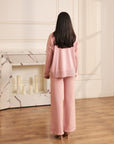 Women Soft Pink Knit Embellished  Co-ord Set Janet