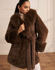 Women Brown Faux Fur Coat Stacy