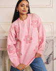 Women Pink Knit Embellished  Sweater Macy